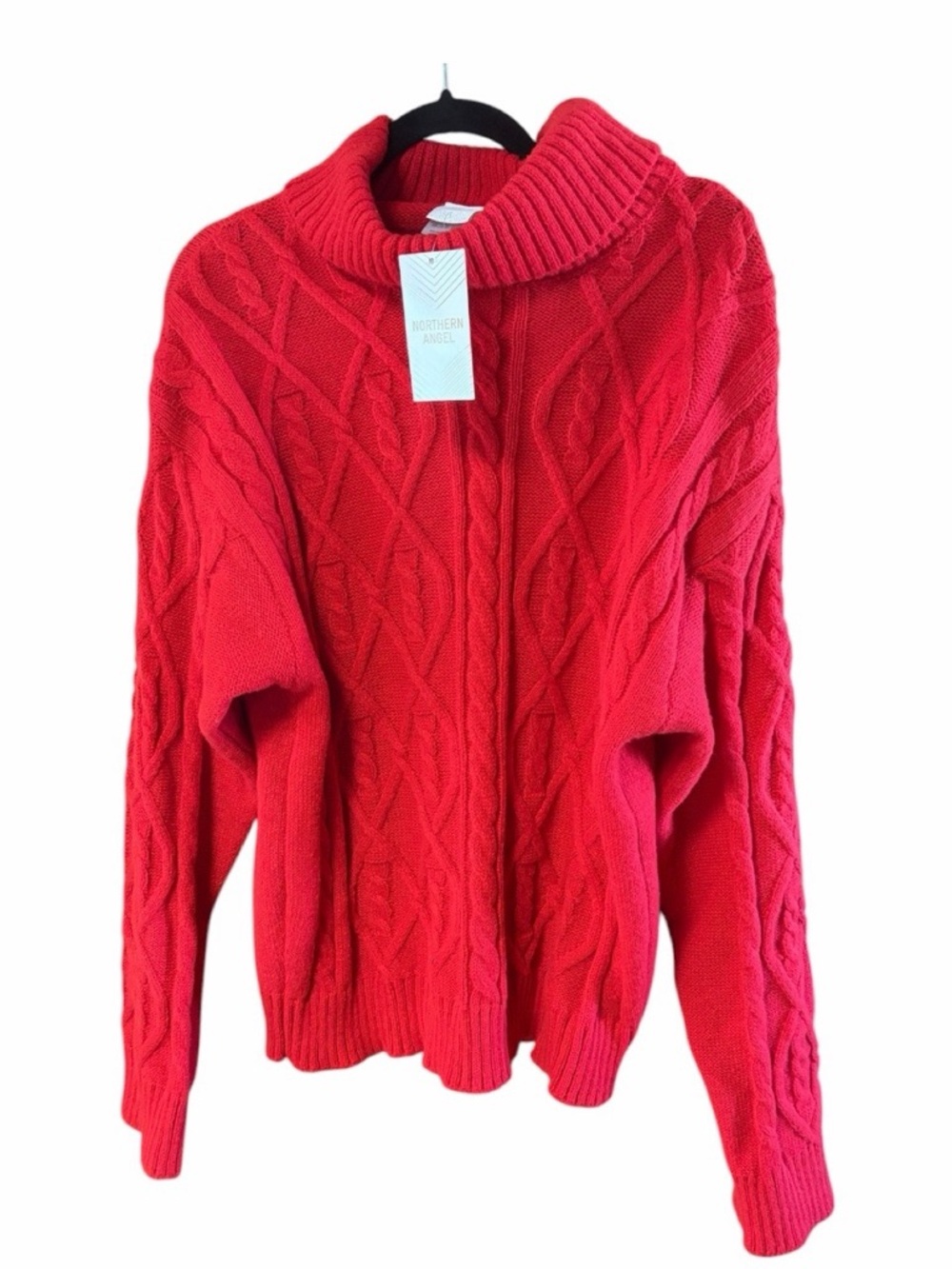 Northern Angel Red Cable Knit Turtleneck Sweater NWT